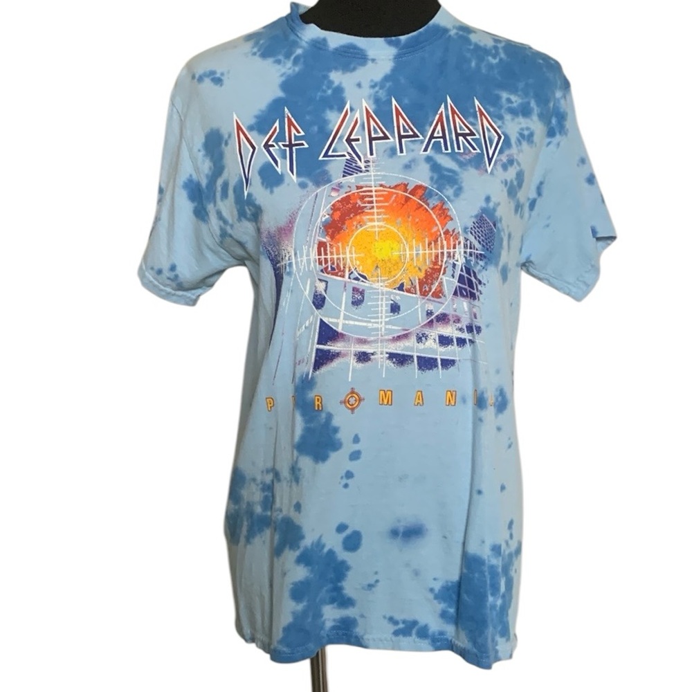 Def Leppard Pyromania Blue Tie Dye Short Sleeve Cotton Tee Shirt Unisex Medium